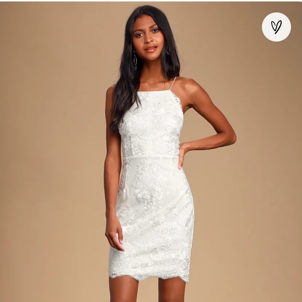 NWT Lulus White Lace Bodycon Mini Dress